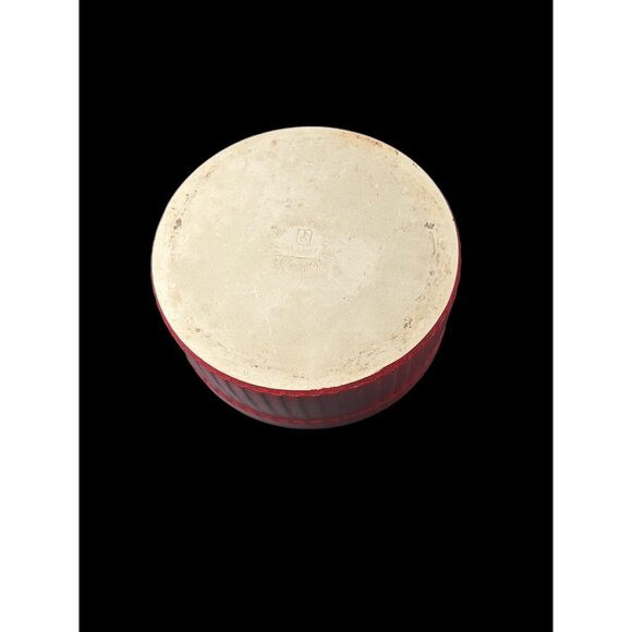 Emile Henry 8" Round Ribbed Baking Dish Souffle Serving Pivoine Red Made France - Picture 4 of 8